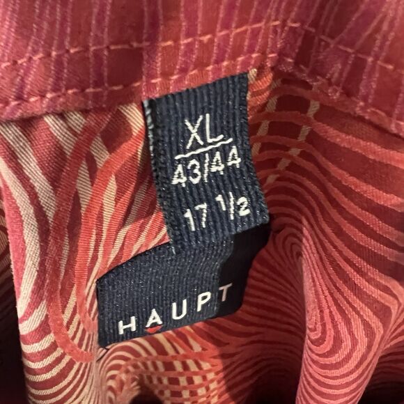 Haupt Germany Camp Shirt circles Abstract red XL 17.5 Men short sleeve - Picture 13 of 13